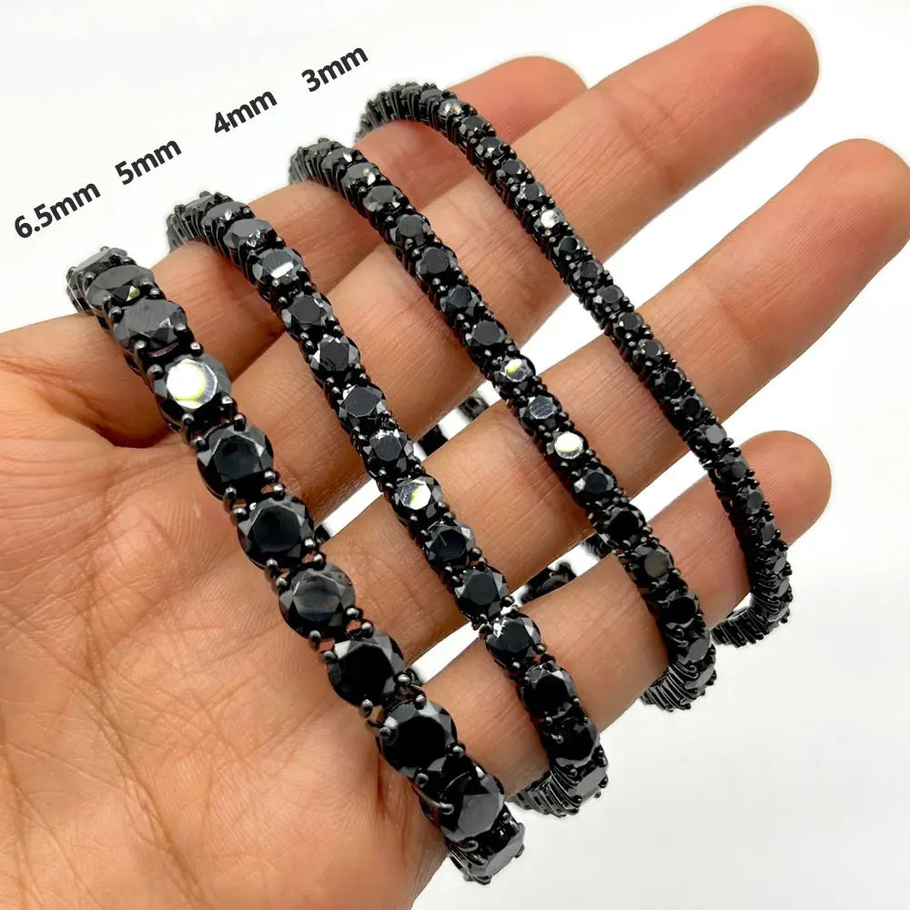 3Mm 4Mm Black Moissanite Tennis Bracelet Full Diamond GRA 925 Sterling Silver Plated 18K Hiphop Bracelets for Women Man
