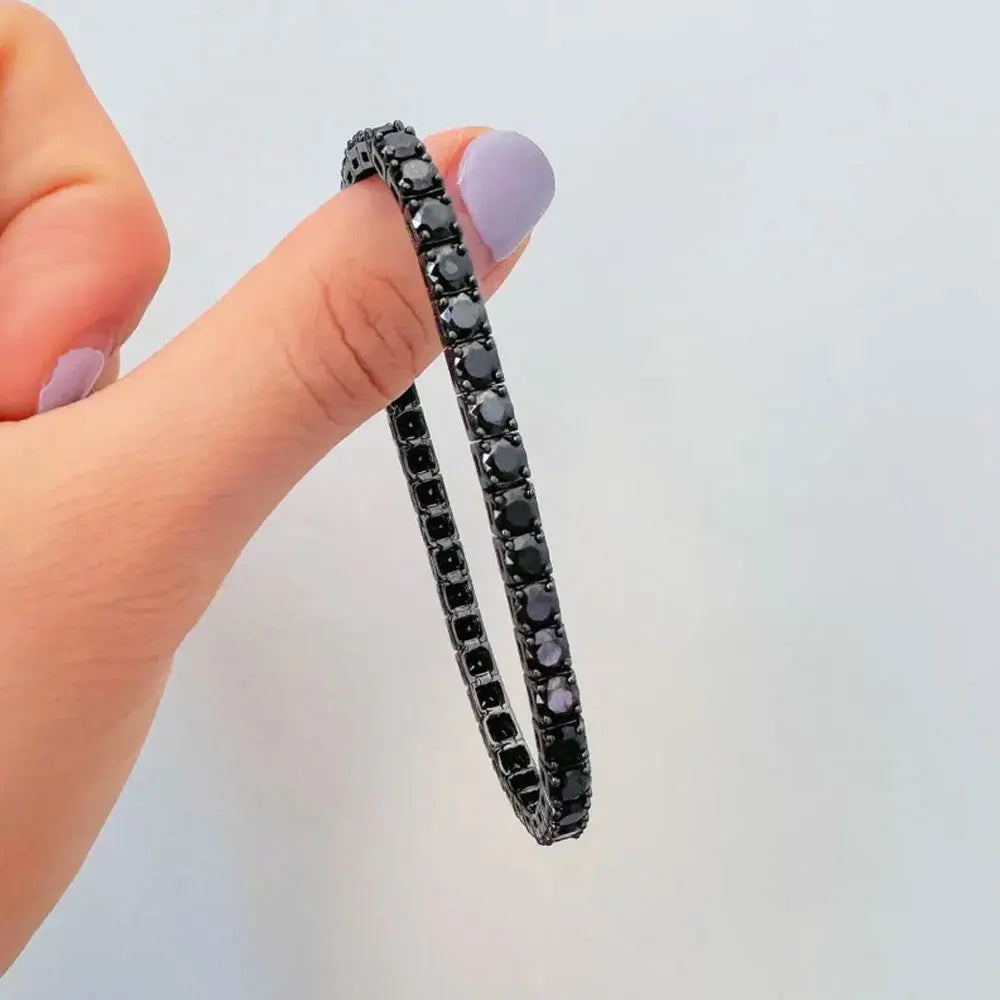 3Mm 4Mm Black Moissanite Tennis Bracelet Full Diamond GRA 925 Sterling Silver Plated 18K Hiphop Bracelets for Women Man