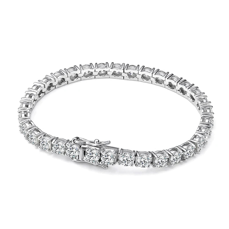 D VVS1 Moissanite Tennis Bracelet Original S925 Sterling Silver Plated 18K White Gold with GRA Bracelets for Women Man