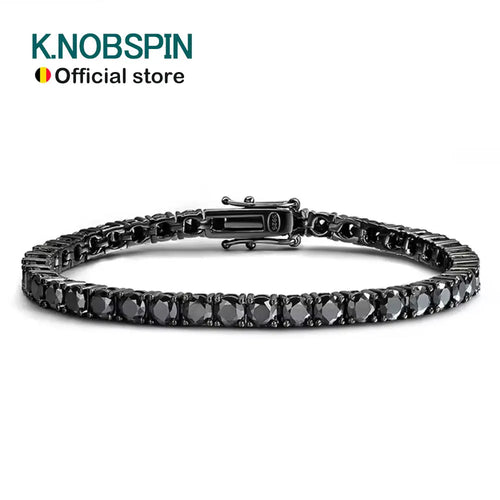 3Mm 4Mm Black Moissanite Tennis Bracelet Full Diamond GRA 925 Sterling Silver Plated 18K Hiphop Bracelets for Women Man