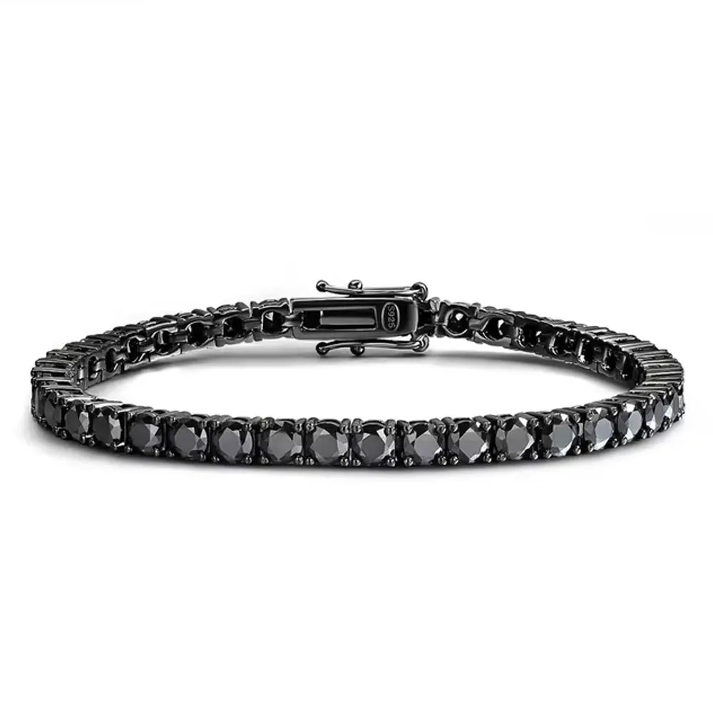 3Mm 4Mm Black Moissanite Tennis Bracelet Full Diamond GRA 925 Sterling Silver Plated 18K Hiphop Bracelets for Women Man