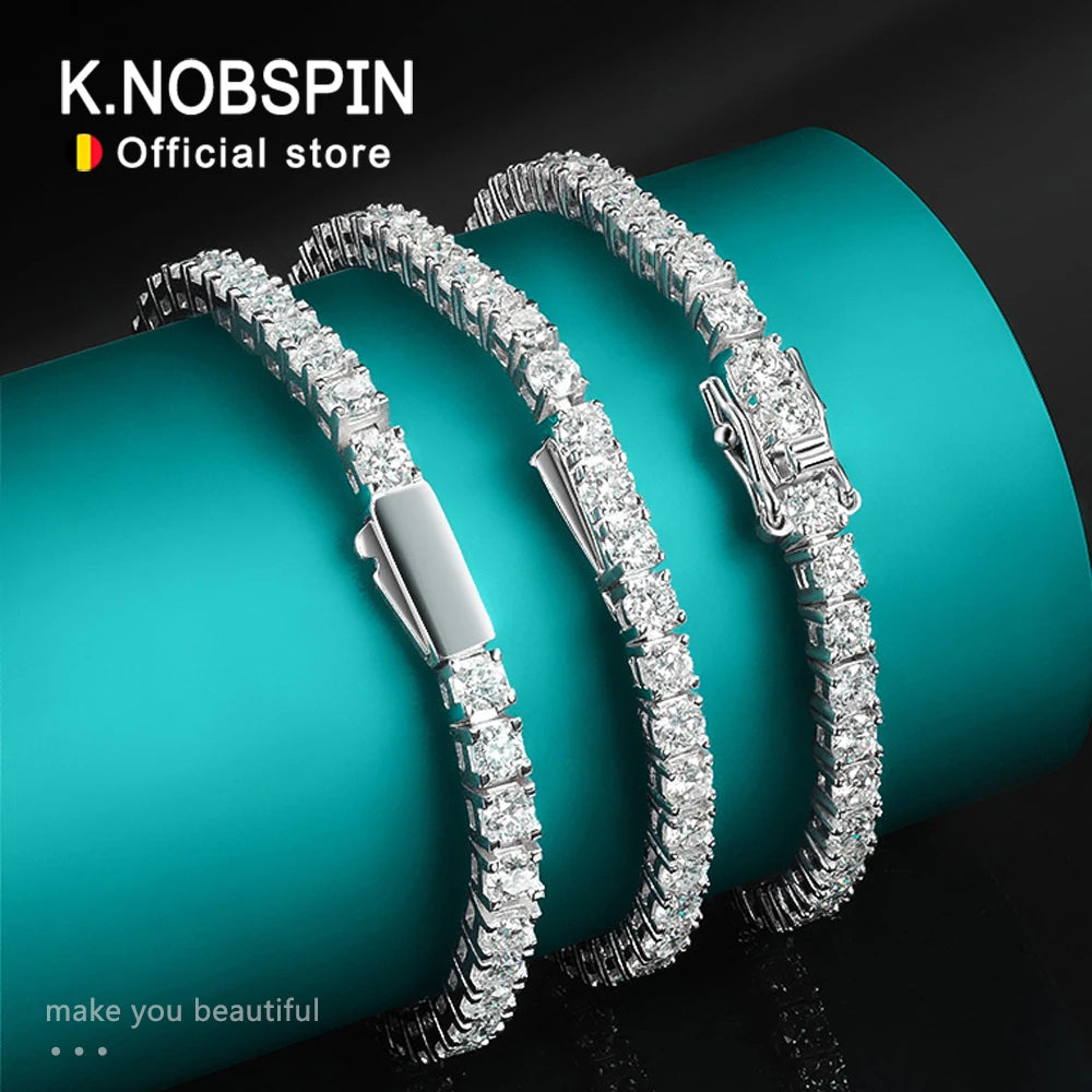 D VVS1 Moissanite Tennis Bracelet Original S925 Sterling Silver Plated 18K White Gold with GRA Bracelets for Women Man