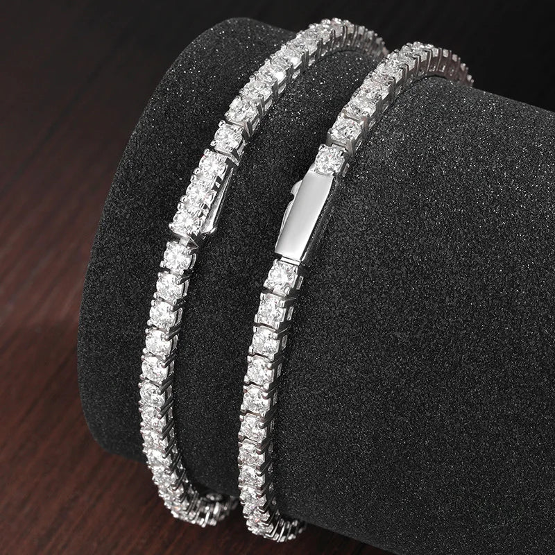 D VVS1 Moissanite Tennis Bracelet Original S925 Sterling Silver Plated 18K White Gold with GRA Bracelets for Women Man