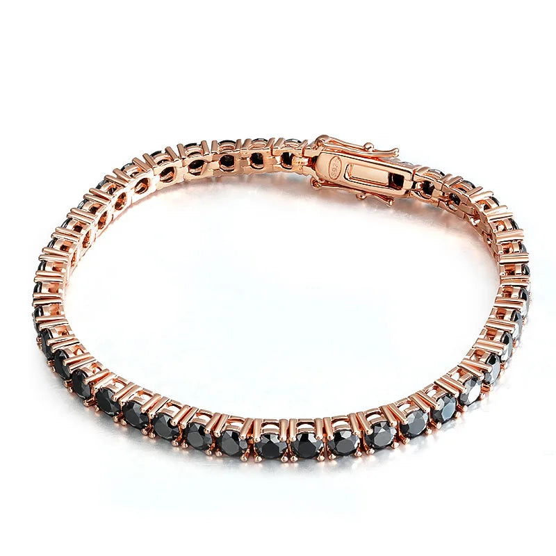 3Mm 4Mm Black Moissanite Tennis Bracelet Full Diamond GRA 925 Sterling Silver Plated 18K Hiphop Bracelets for Women Man