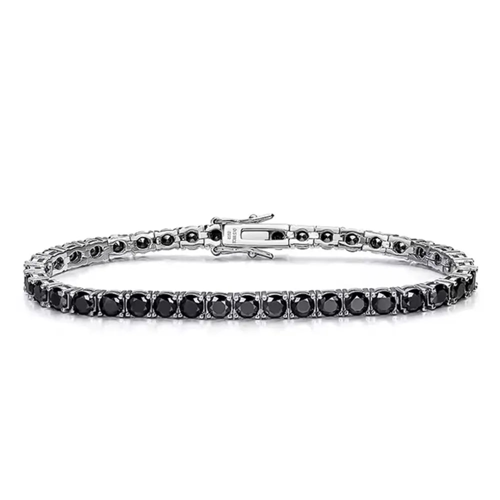 3Mm 4Mm Black Moissanite Tennis Bracelet Full Diamond GRA 925 Sterling Silver Plated 18K Hiphop Bracelets for Women Man
