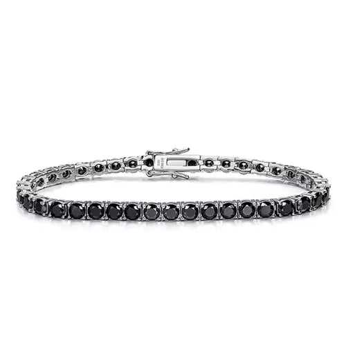 3Mm 4Mm Black Moissanite Tennis Bracelet Full Diamond GRA 925 Sterling Silver Plated 18K Hiphop Bracelets for Women Man